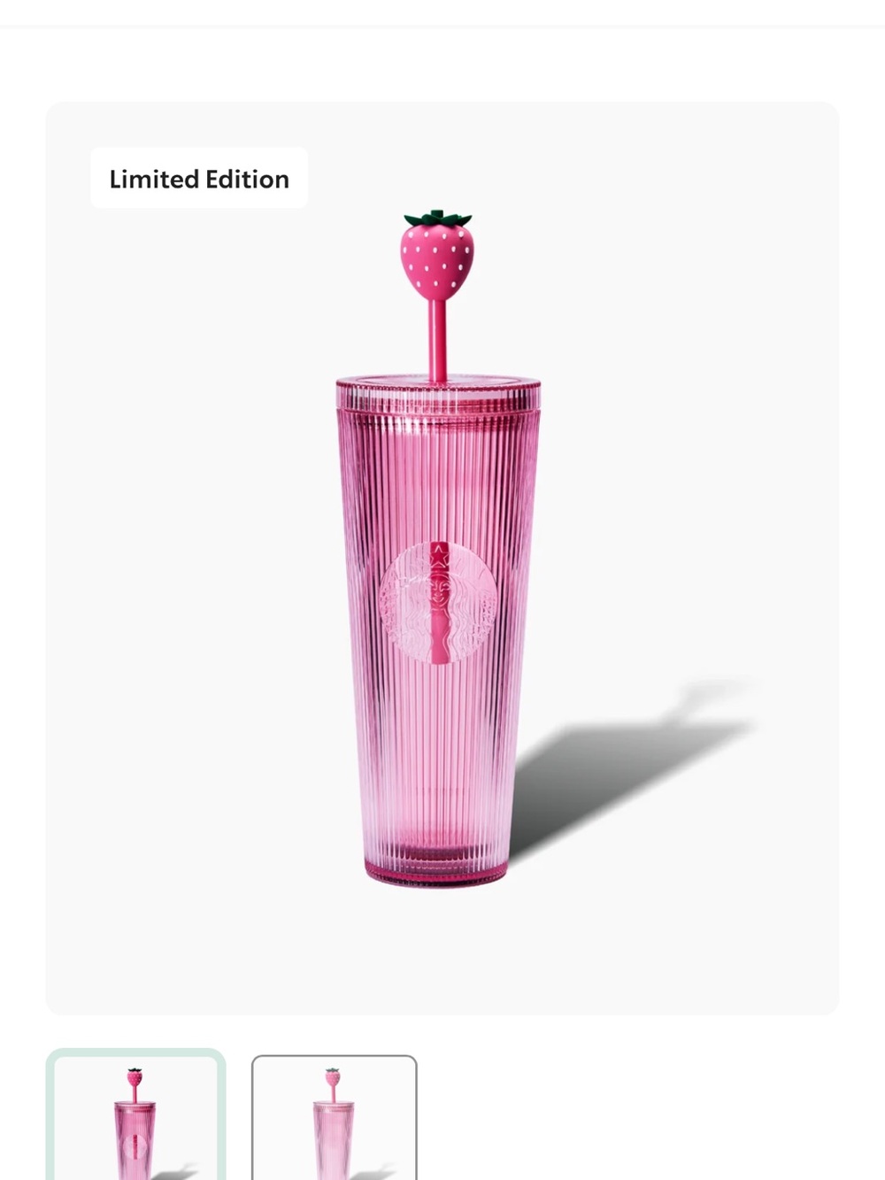 Starbucks Pink Strawberry-Topped Ribbed Tumbler